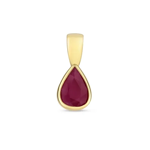7X5mm Pear Shaped Ruby Rubover Pendant  9ct Gold